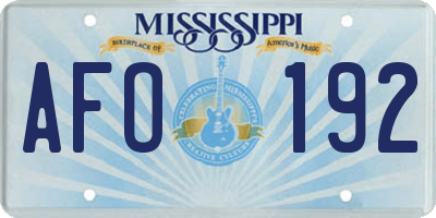 MS license plate AFO192