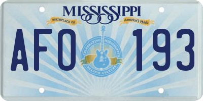 MS license plate AFO193