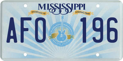 MS license plate AFO196