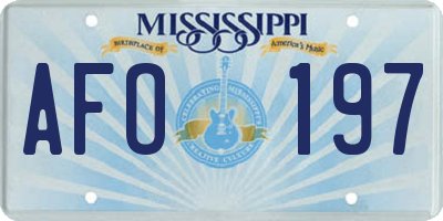 MS license plate AFO197
