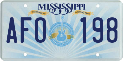 MS license plate AFO198
