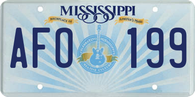 MS license plate AFO199