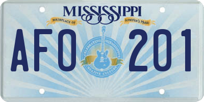 MS license plate AFO201