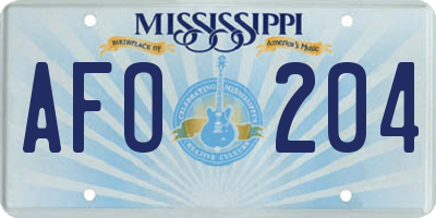 MS license plate AFO204