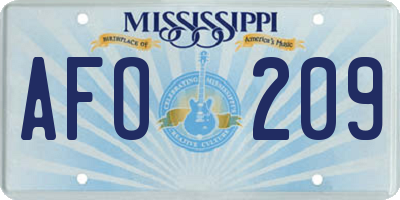 MS license plate AFO209