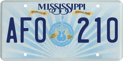 MS license plate AFO210