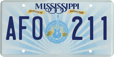 MS license plate AFO211