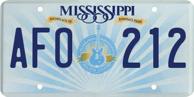 MS license plate AFO212