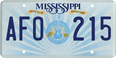 MS license plate AFO215