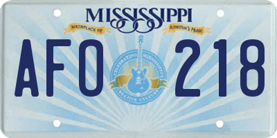 MS license plate AFO218