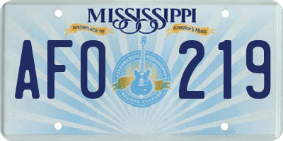 MS license plate AFO219