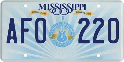 MS license plate AFO220