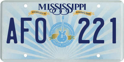 MS license plate AFO221