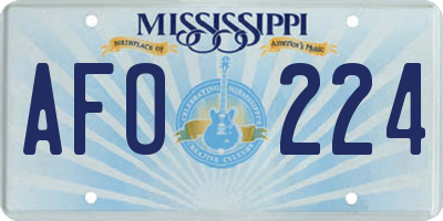 MS license plate AFO224