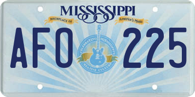 MS license plate AFO225