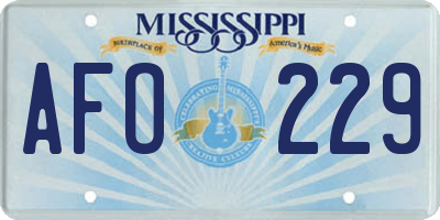 MS license plate AFO229