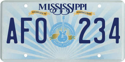 MS license plate AFO234