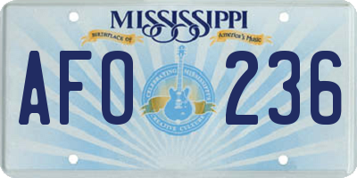 MS license plate AFO236