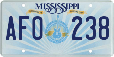 MS license plate AFO238