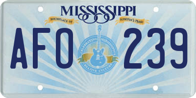 MS license plate AFO239