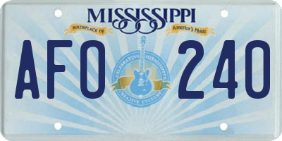 MS license plate AFO240