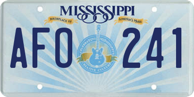 MS license plate AFO241