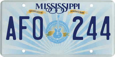 MS license plate AFO244