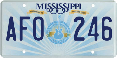 MS license plate AFO246