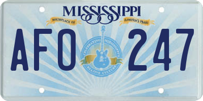 MS license plate AFO247