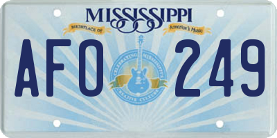 MS license plate AFO249