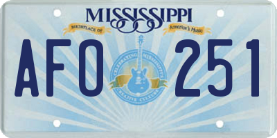 MS license plate AFO251