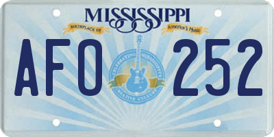MS license plate AFO252