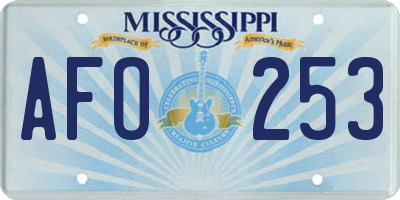 MS license plate AFO253