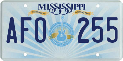 MS license plate AFO255