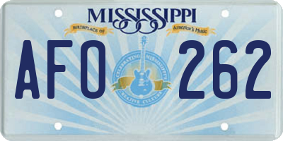 MS license plate AFO262