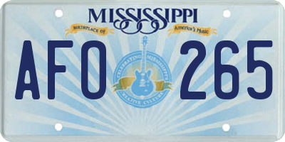 MS license plate AFO265