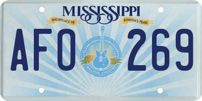 MS license plate AFO269