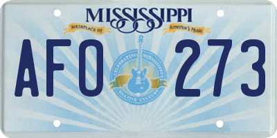 MS license plate AFO273
