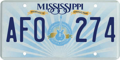 MS license plate AFO274
