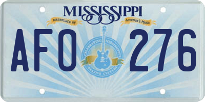 MS license plate AFO276