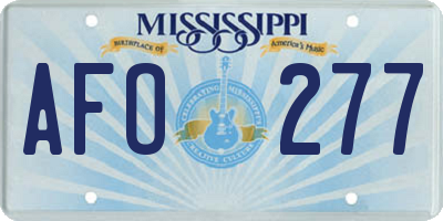 MS license plate AFO277