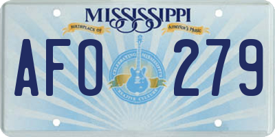 MS license plate AFO279