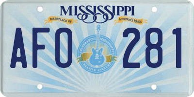 MS license plate AFO281