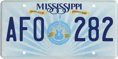MS license plate AFO282