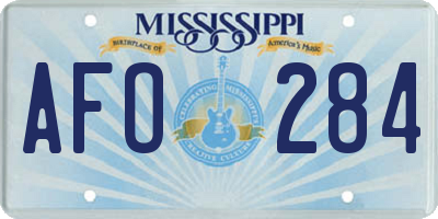 MS license plate AFO284