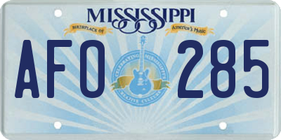 MS license plate AFO285