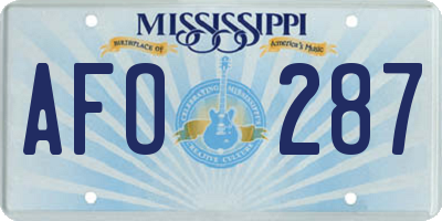 MS license plate AFO287