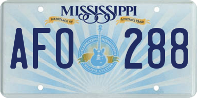 MS license plate AFO288