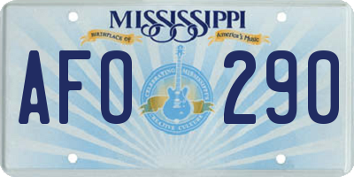 MS license plate AFO290