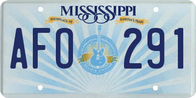 MS license plate AFO291
